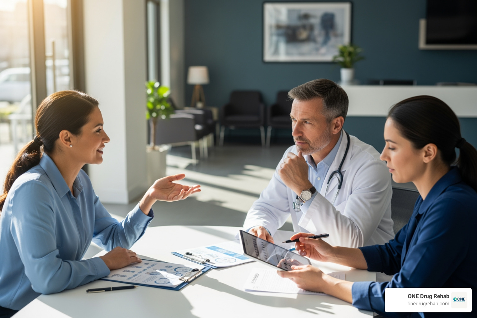 diverse team of healthcare professionals (therapist, doctor, psychiatrist) collaborating - dual diagnosis rehab programs