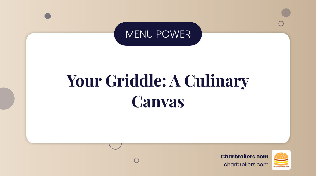 Infographic showing the variety of foods that can be cooked on a commercial gas griddle, including breakfast items like eggs, bacon, pancakes, and hash browns; lunch and dinner items like burgers, steaks, chicken breasts, fajitas, cheesesteaks, and grilled vegetables; organized by meal service with BTU requirements and temperature zones for different food types - commercial gas griddles for sale infographic simple-info-landscape-card Infographic showing the variety of foods that can be cooked on a commercial gas griddle, including breakfast items like eggs, bacon, pancakes, and hash browns; lunch and dinner items like burgers, steaks, chicken breasts, fajitas, cheesesteaks, and grilled vegetables; organized by meal service with BTU requirements and temperature zones for different food types - commercial gas griddles for sale infographic simple-info-landscape-card