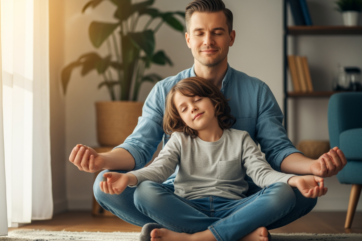 parent and child practicing a calming technique together - emotion dysregulation meaning parent and child practicing a calming technique together - emotion dysregulation meaning