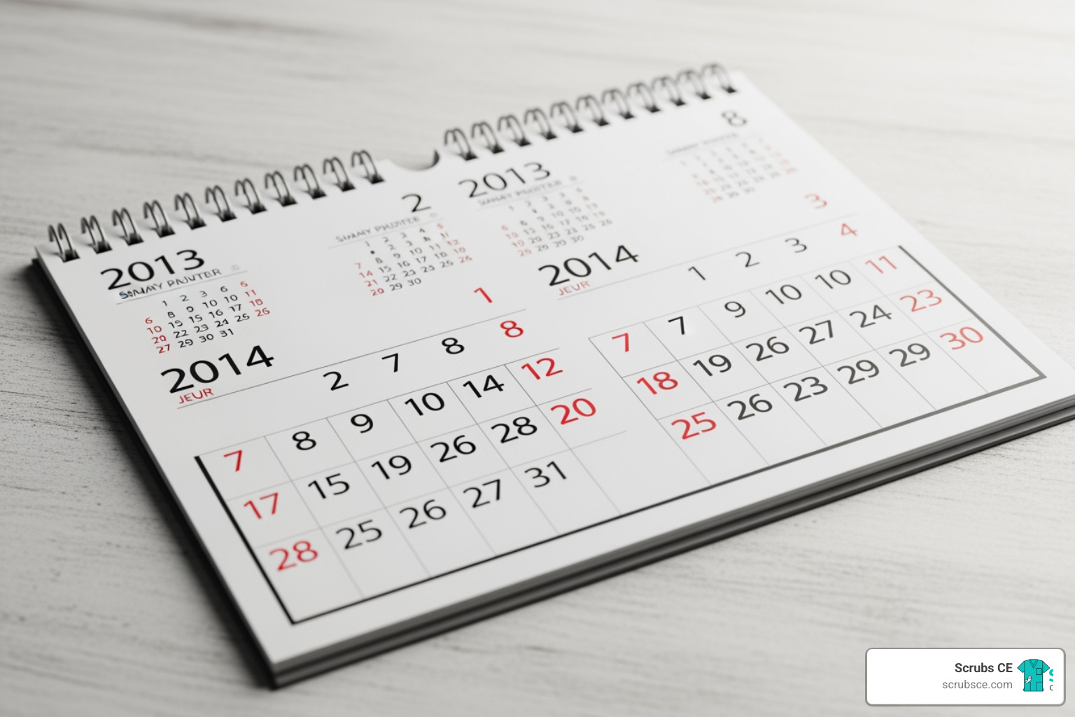 Calendar highlighting a two-year biennium period - CE for CT technologists Calendar highlighting a two-year biennium period - CE for CT technologists