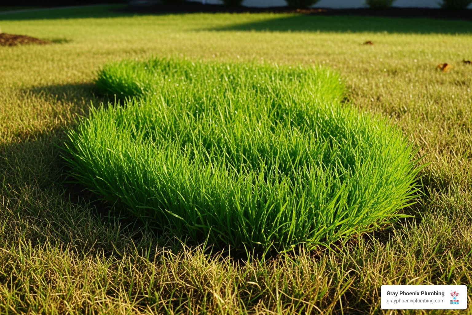 soggy, unusually green patch of grass in a yard - Main water line repair soggy, unusually green patch of grass in a yard - Main water line repair