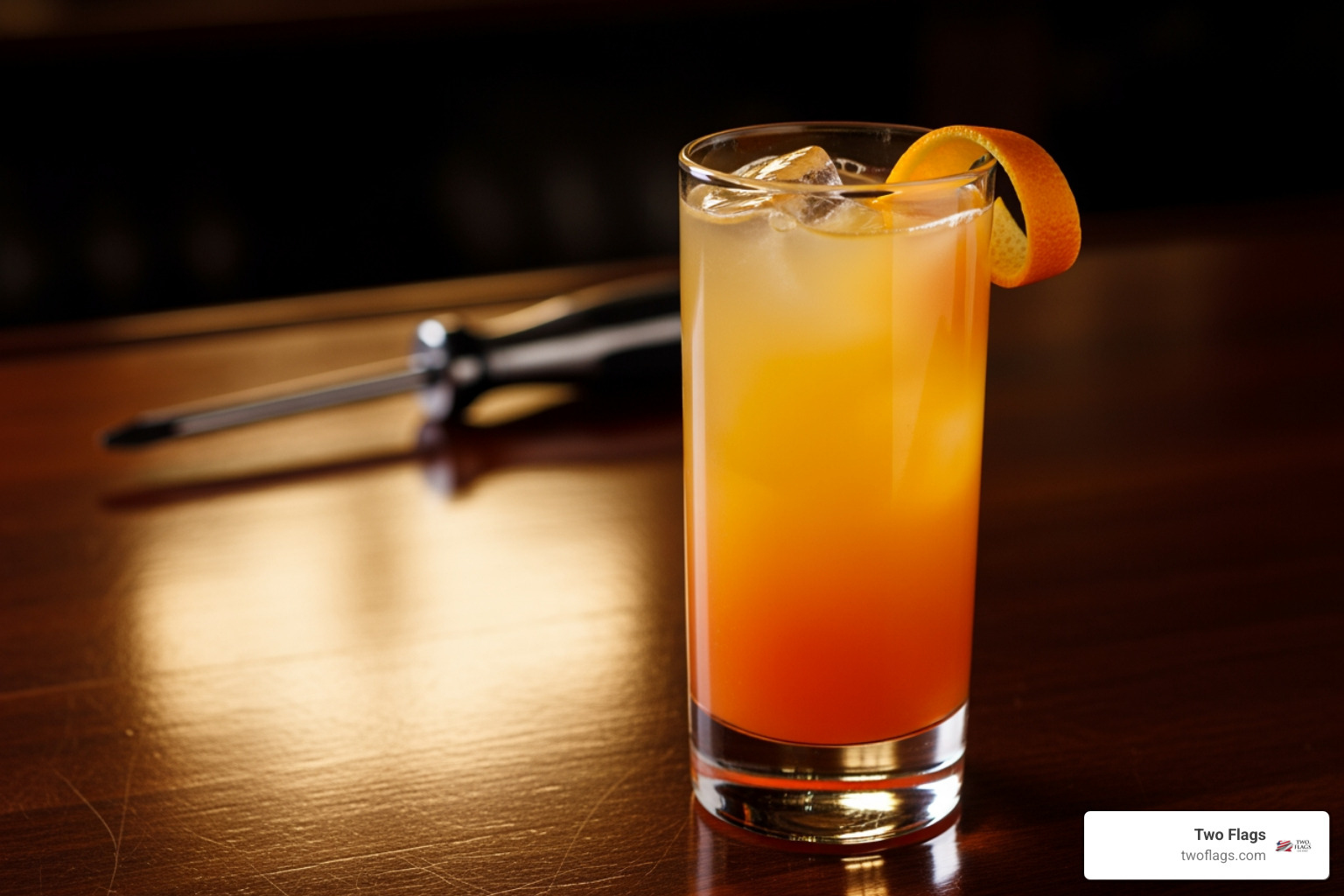 a vintage-style photo hinting at the 1940s origin - screwdriver cocktail