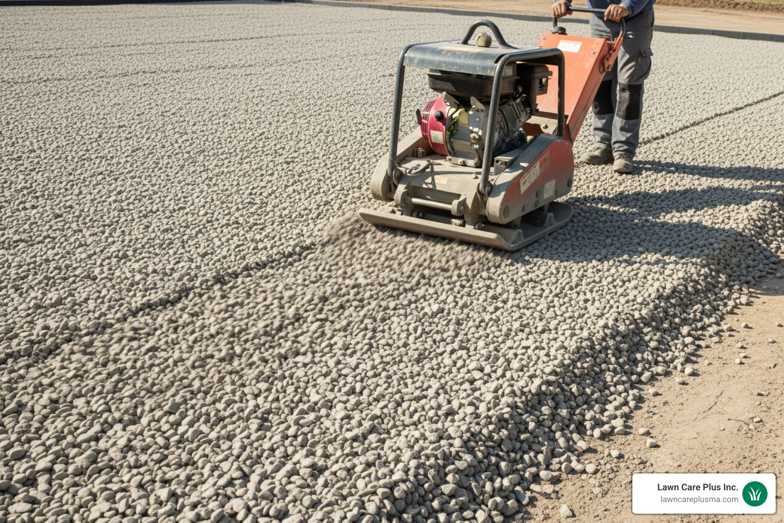 plate compactor on gravel base - base for paving stones plate compactor on gravel base - base for paving stones