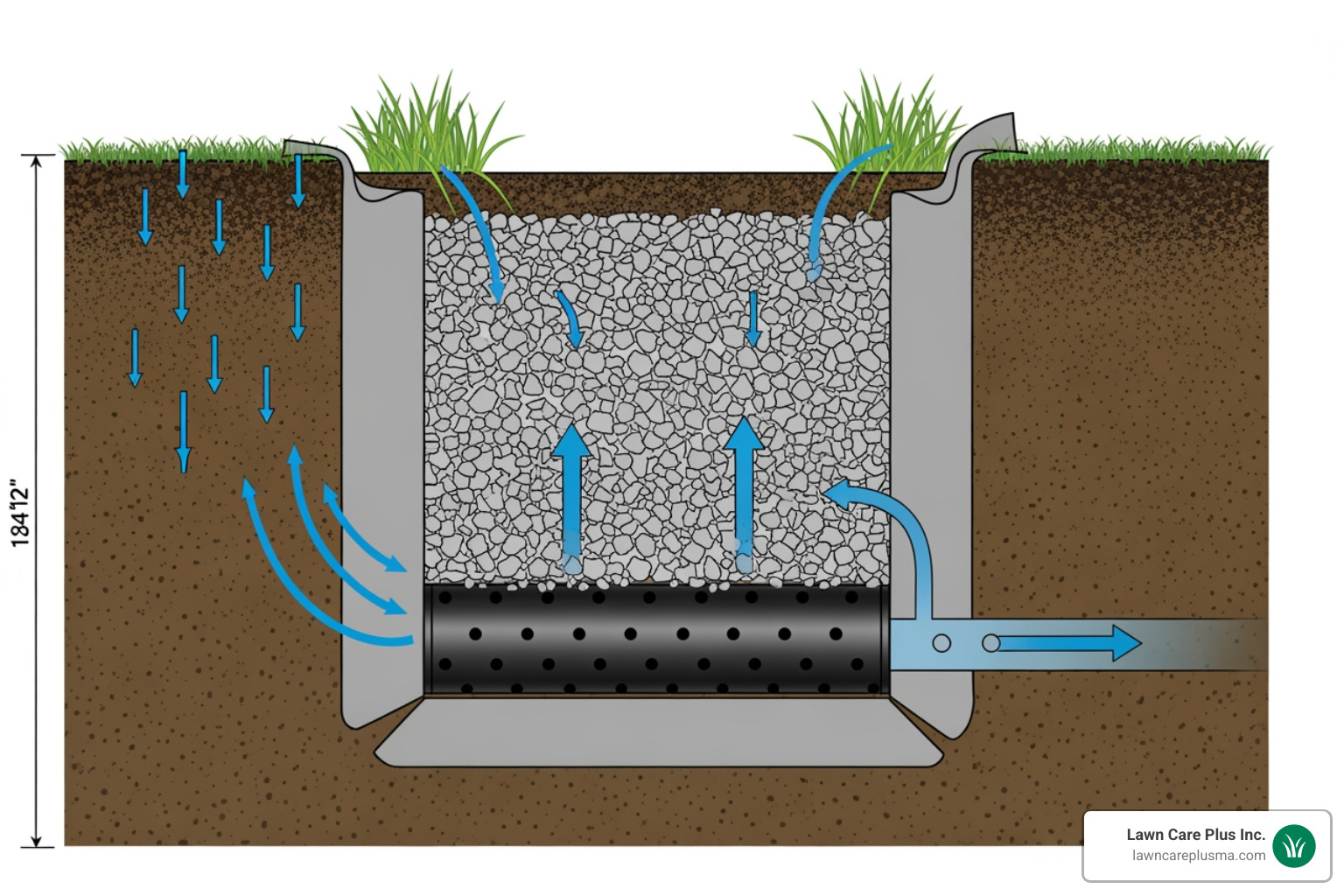 cross-section diagram of a French drain - small french drain