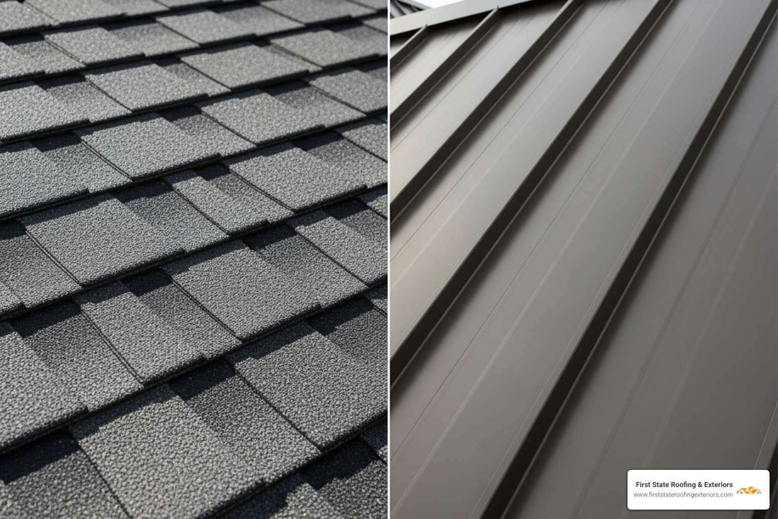 different roofing materials like architectural shingles and modern metal roofing panels - high quality roofing