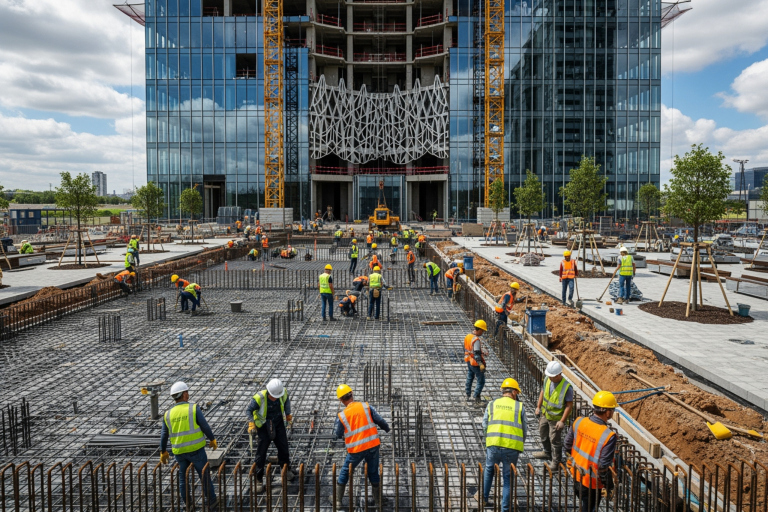 construction site with different workers representing Technical, On-Page, and Off-Page SEO - construction seo company construction site with different workers representing Technical, On-Page, and Off-Page SEO - construction seo company