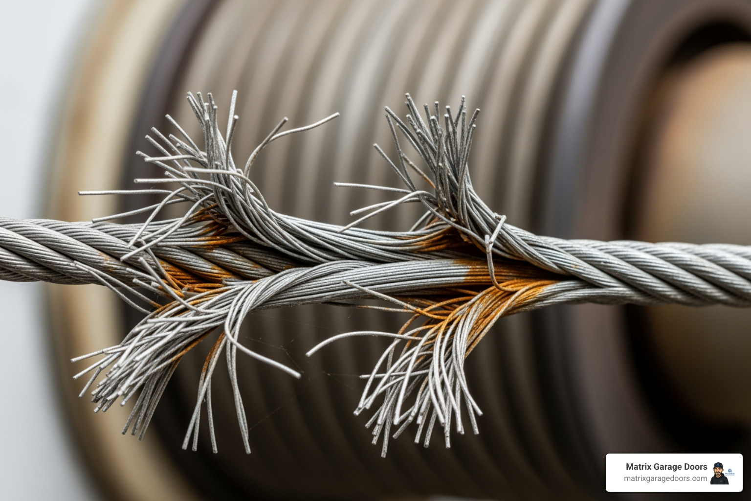 a frayed garage door cable - emergency garage door repair columbus ohio