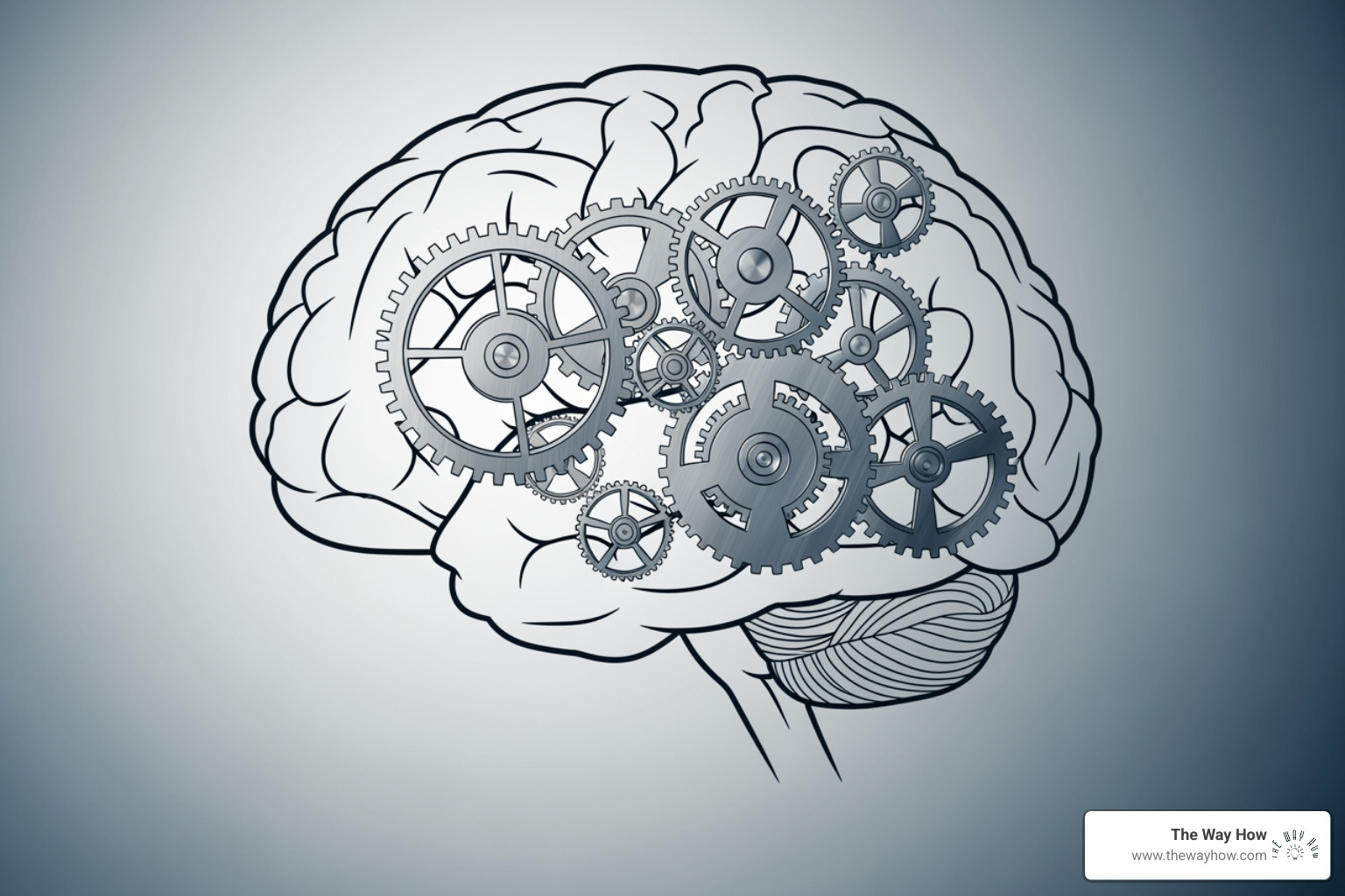Conceptual illustration of a brain with gears turning, labeled with "Trust," "Clarity," and "Empathy" to represent psychological insight in design - inbound marketing web design