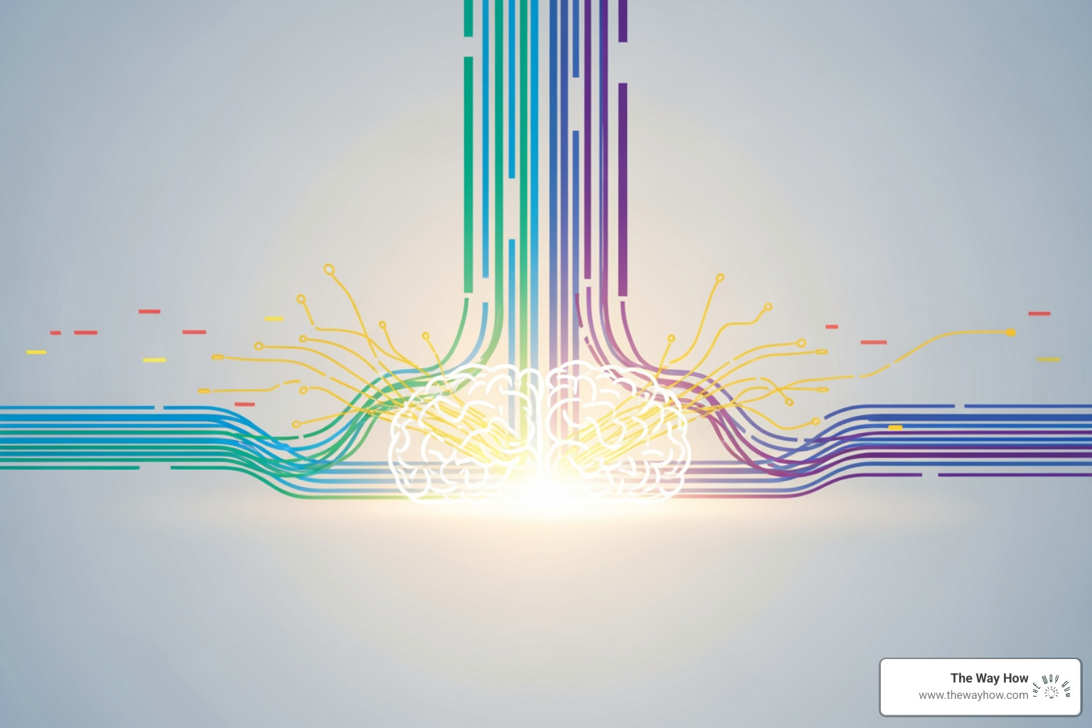 Conceptual illustration of data flowing into an AI/ML model, producing actionable insights and predictions for healthcare revenue cycle management - revenue cycle management analytics
