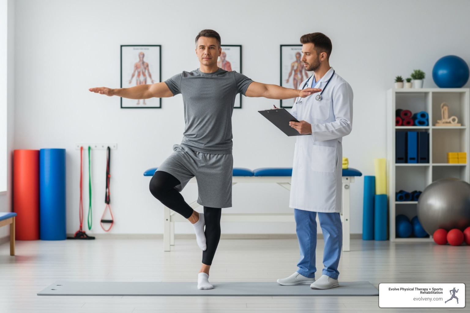 patient performing balance exercise - Physical therapy for injuries