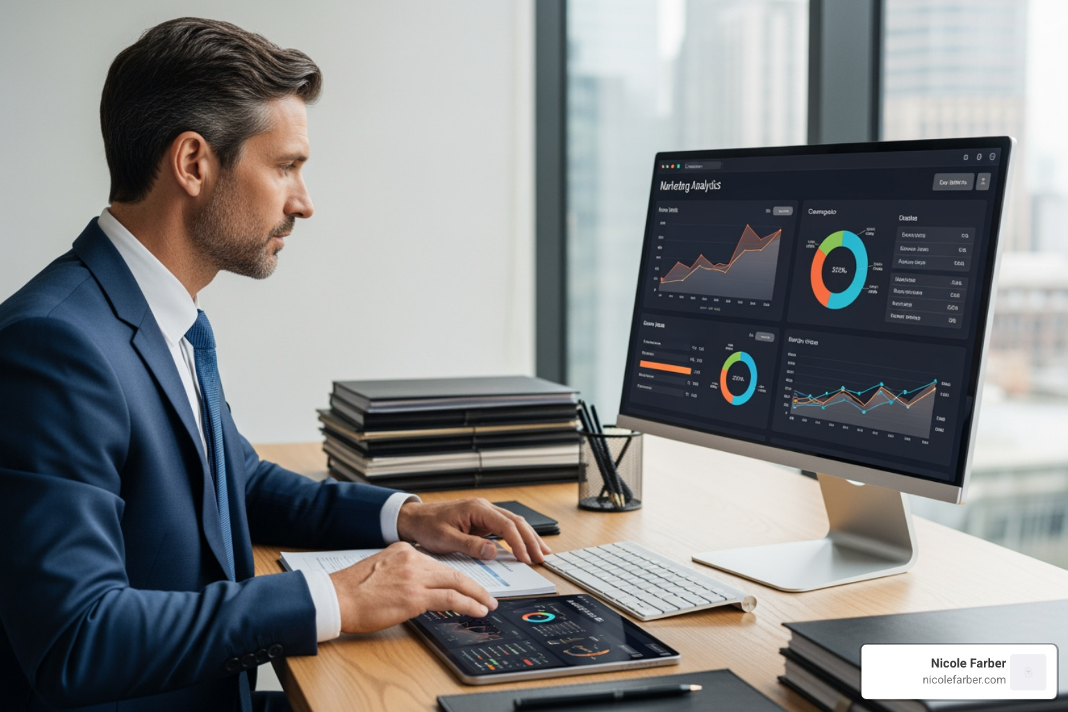 lawyer reviewing marketing analytics - Attorney marketing support