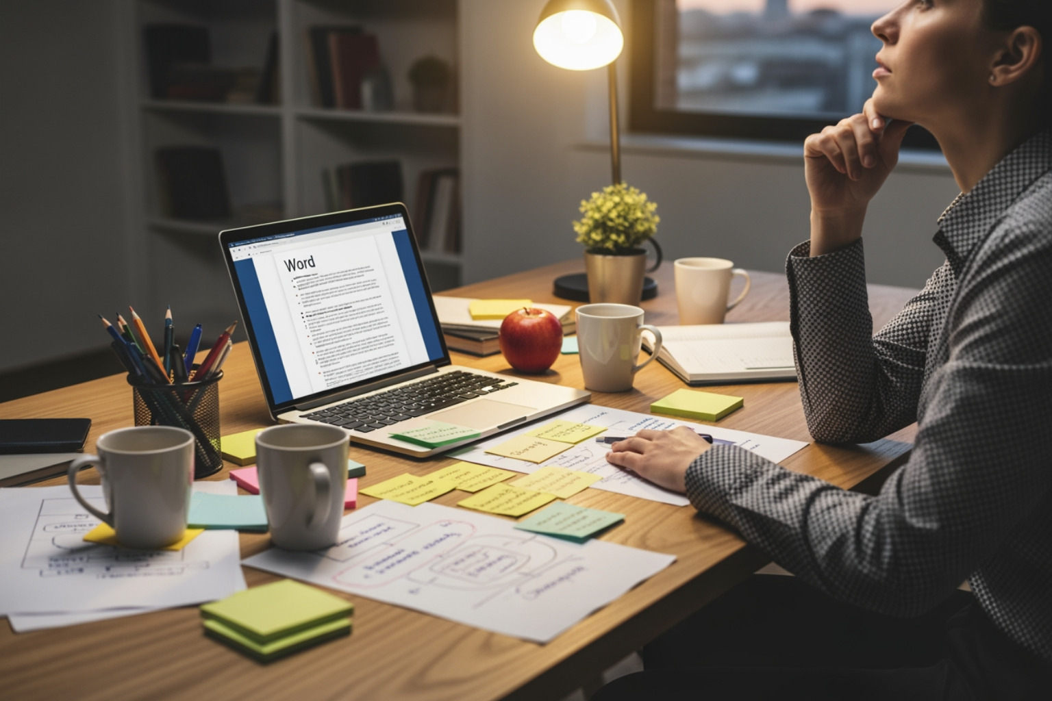 A Person Brainstorming Ideas At A Desk, Surrounded By Notes And A Laptop - How To Choose The Right Franchise A person brainstorming ideas at a desk, surrounded by notes and a laptop - how to choose the right franchise