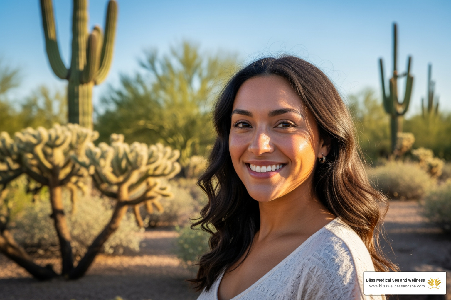 woman with smooth skin in sunny phoenix setting - laser hair removal phoenix