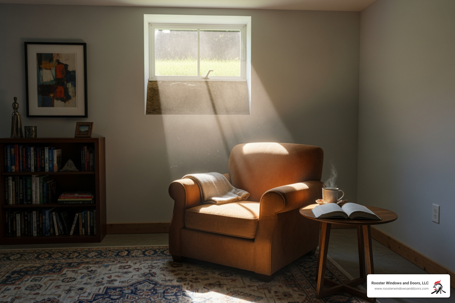 sunlight streaming through a basement window - windows for basement