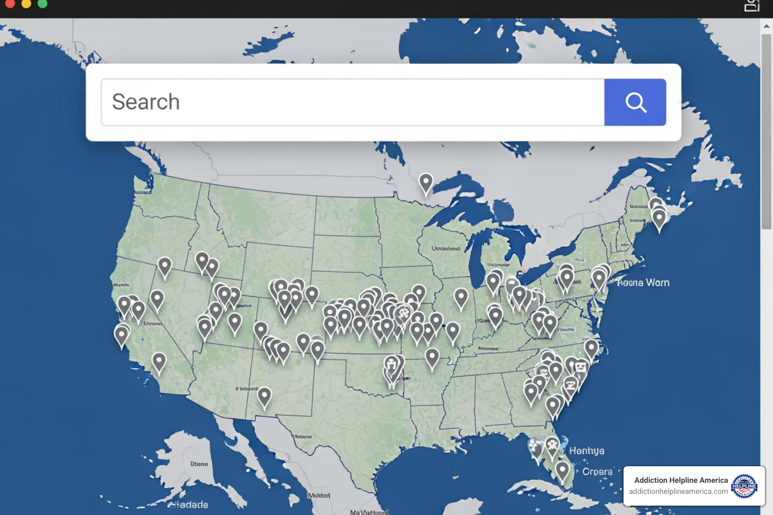 FindTreatment.gov search bar and map interface - findtreatment gov FindTreatment.gov search bar and map interface - findtreatment gov