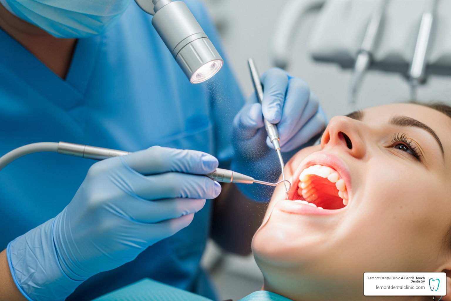 dentist performing scaling procedure on a patient - scale and clean dentist
