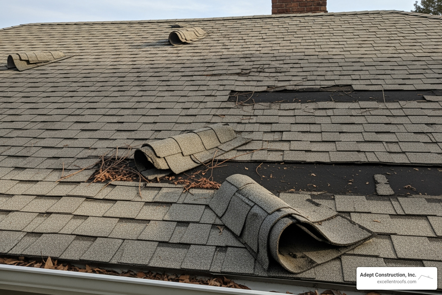 curled and missing asphalt shingles on a roof - roofing companies Downers Grove curled and missing asphalt shingles on a roof - roofing companies Downers Grove
