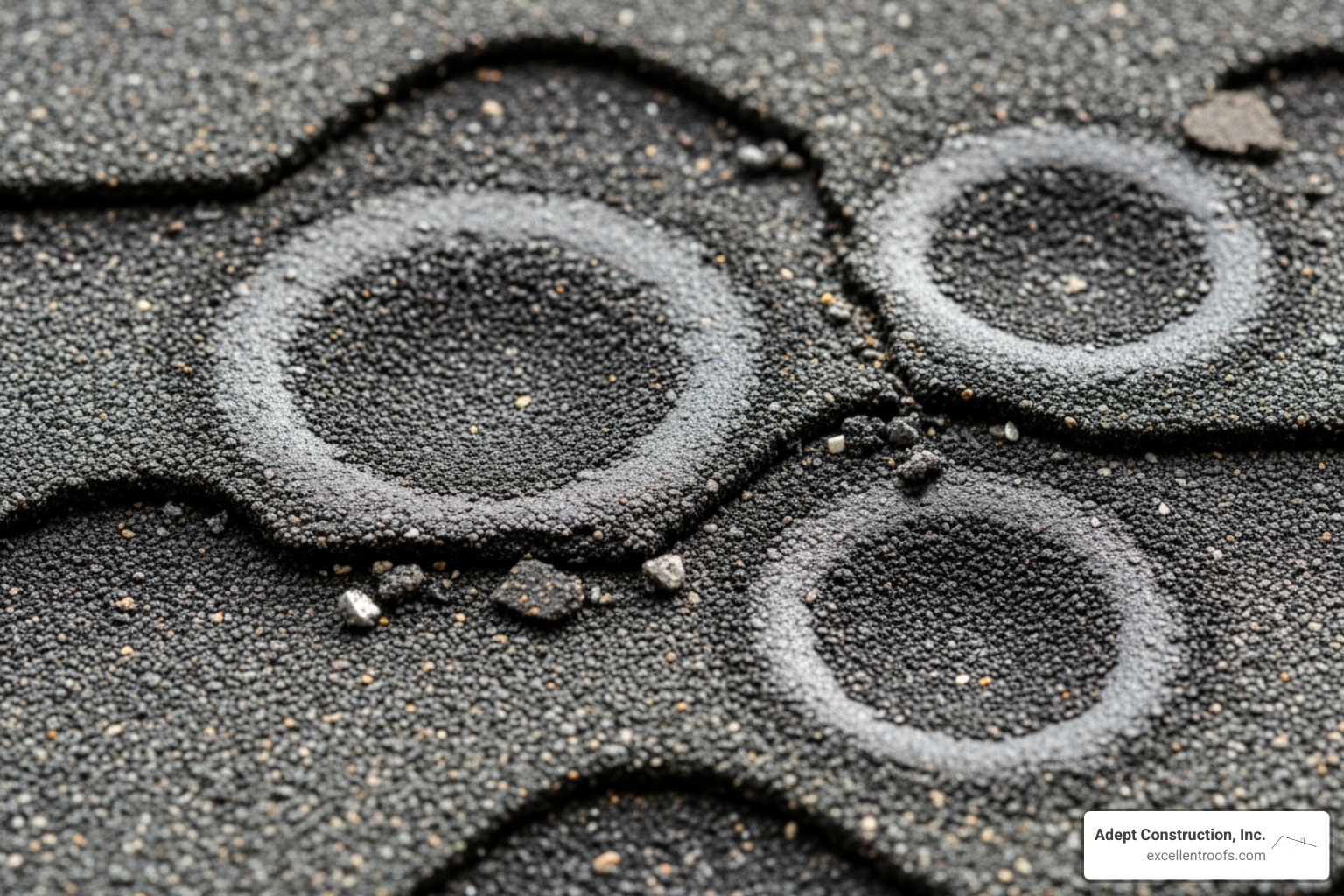 granule loss and bruising on an asphalt shingle - hail damage Downers Grove granule loss and bruising on an asphalt shingle - hail damage Downers Grove