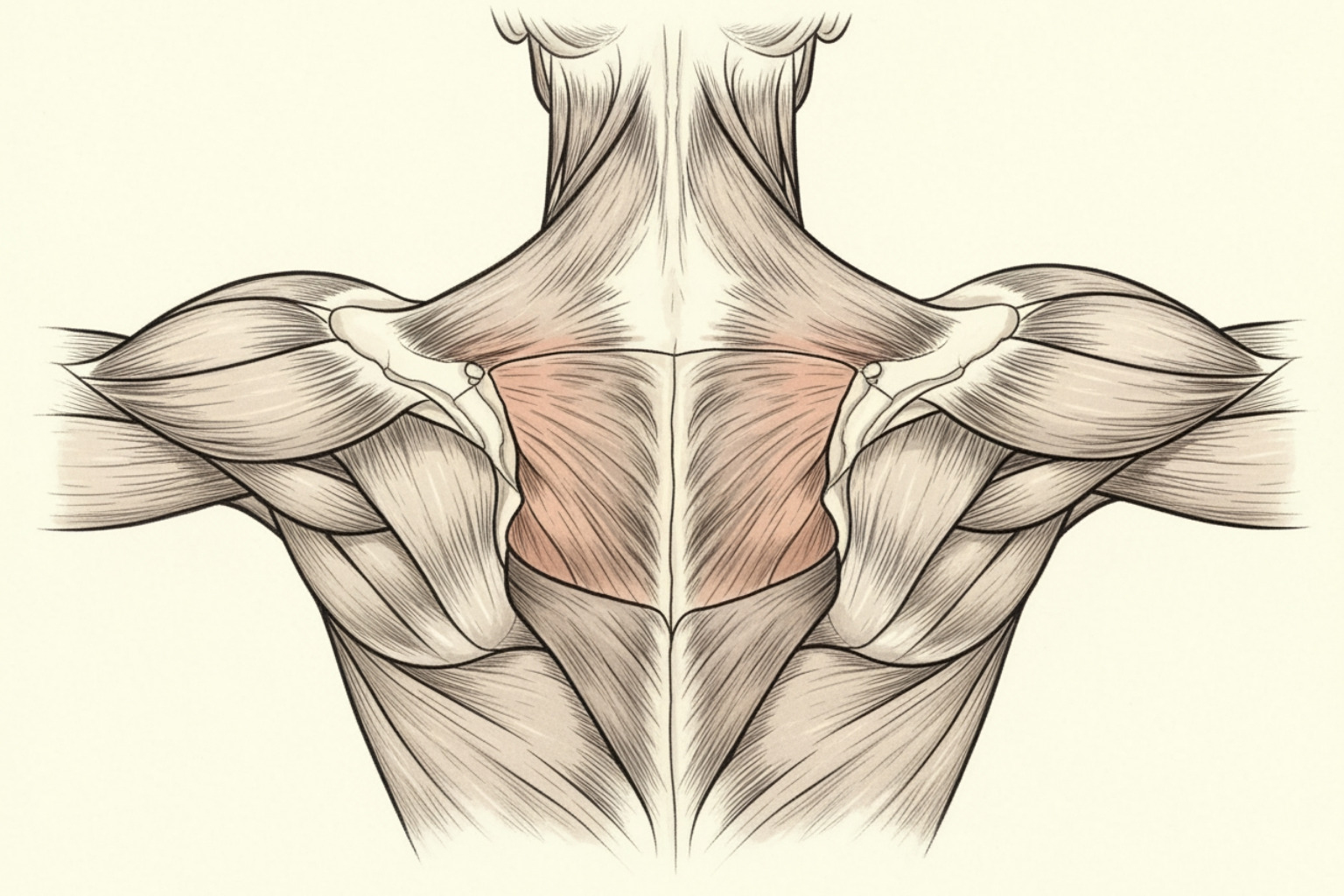 Illustration of a human back highlighting the upper, middle, and lower sections of the trapezius muscle - hurt trapezius Illustration of a human back highlighting the upper, middle, and lower sections of the trapezius muscle - hurt trapezius