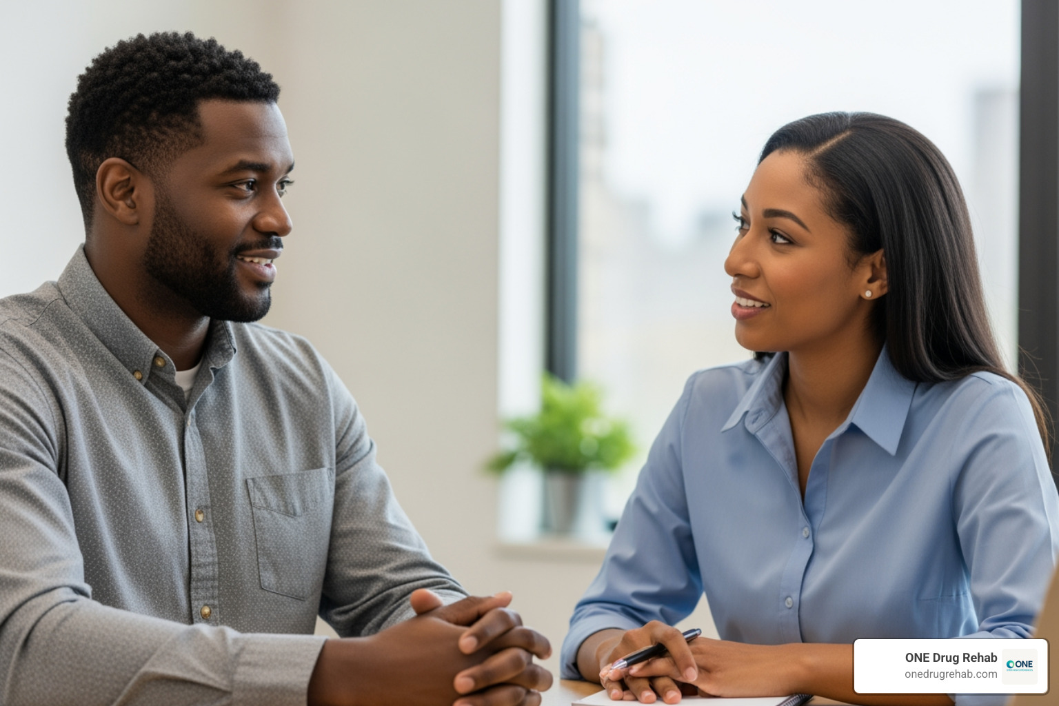 veteran speaking with a supportive case manager - Veteran rehab programs