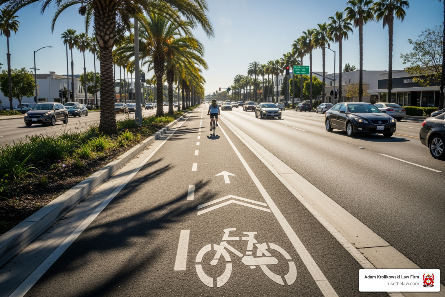 bike lane next to traffic in Orange County - Santa Ana bike accident lawyer bike lane next to traffic in Orange County - Santa Ana bike accident lawyer