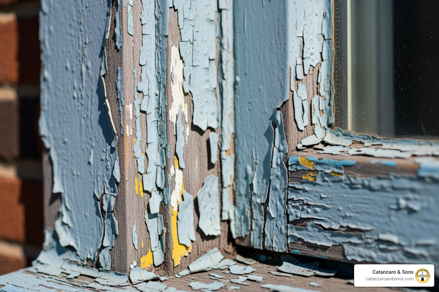 peeling paint on an exterior window trim - painting services east providence peeling paint on an exterior window trim - painting services east providence