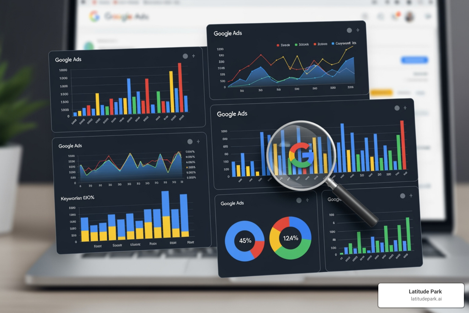 Google Ads dashboard with performance graphs - Google Ads data analysis Google Ads dashboard with performance graphs - Google Ads data analysis