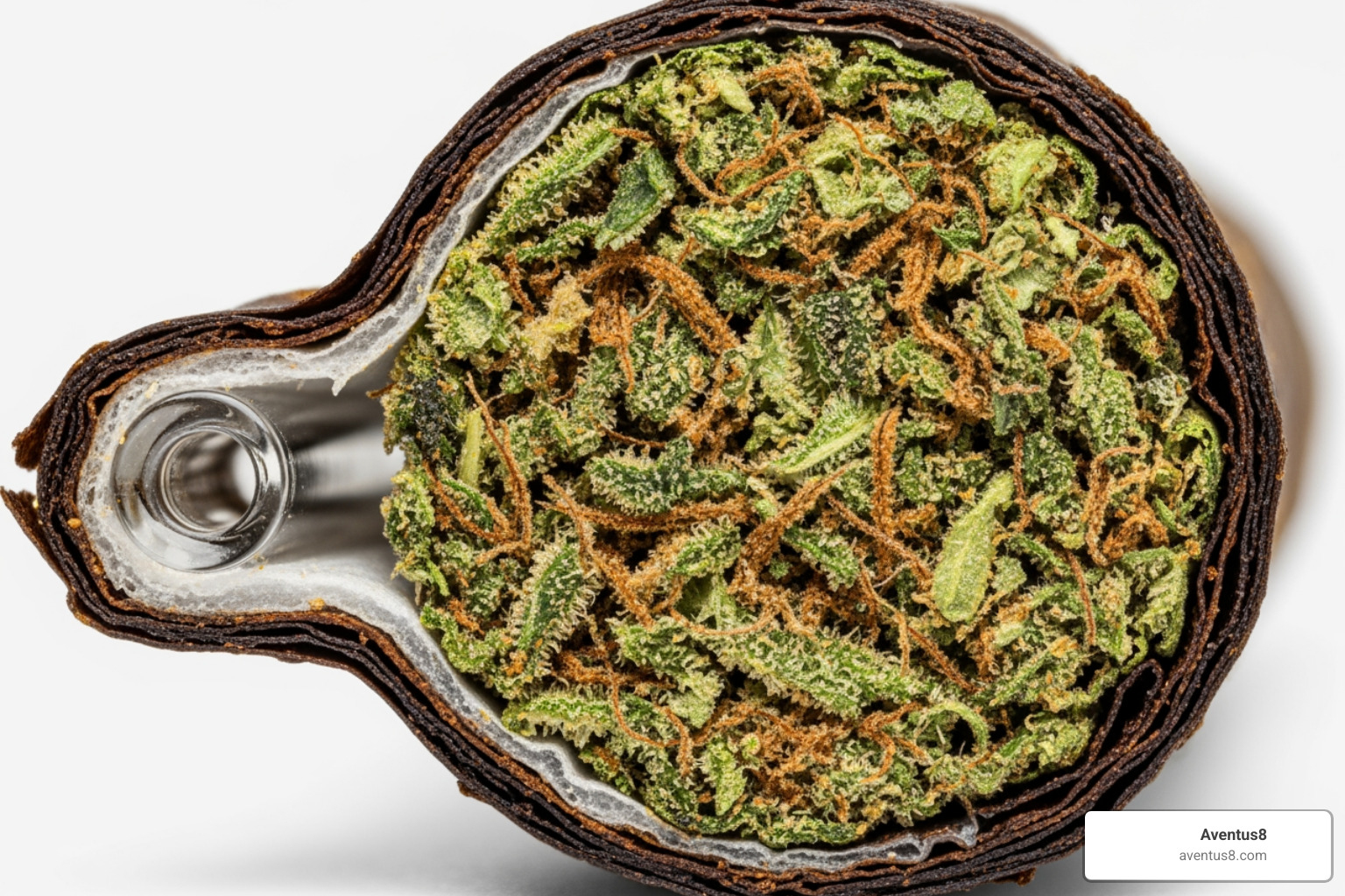 Cross-section of a Cookies blunt, highlighting the flower and glass tip - Cookies blunt