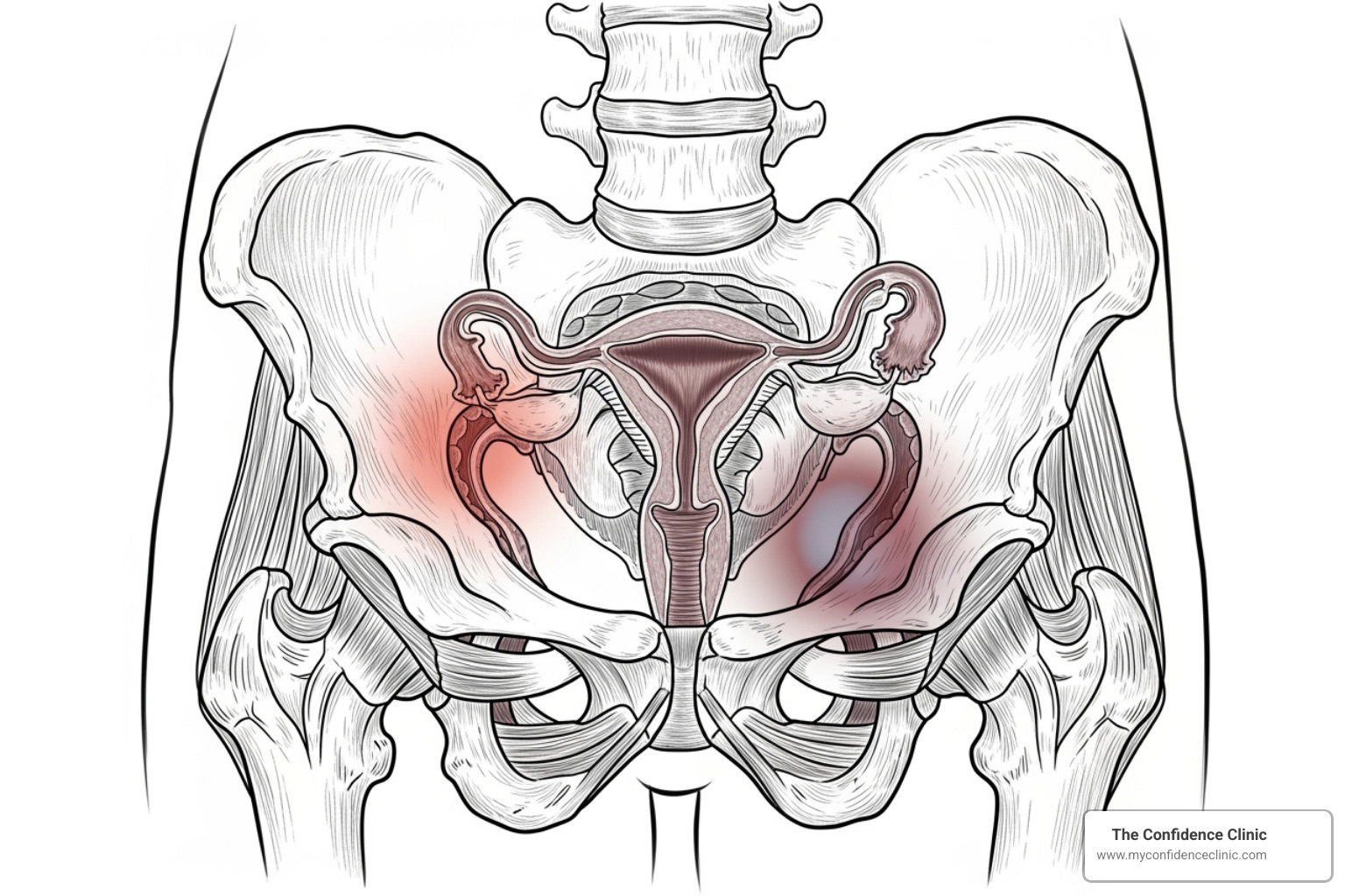 Image illustrating the difference between superficial pain at the vaginal opening and deep pain within the pelvis during sexual intercourse. - Female sexual health issues Image illustrating the difference between superficial pain at the vaginal opening and deep pain within the pelvis during sexual intercourse. - Female sexual health issues