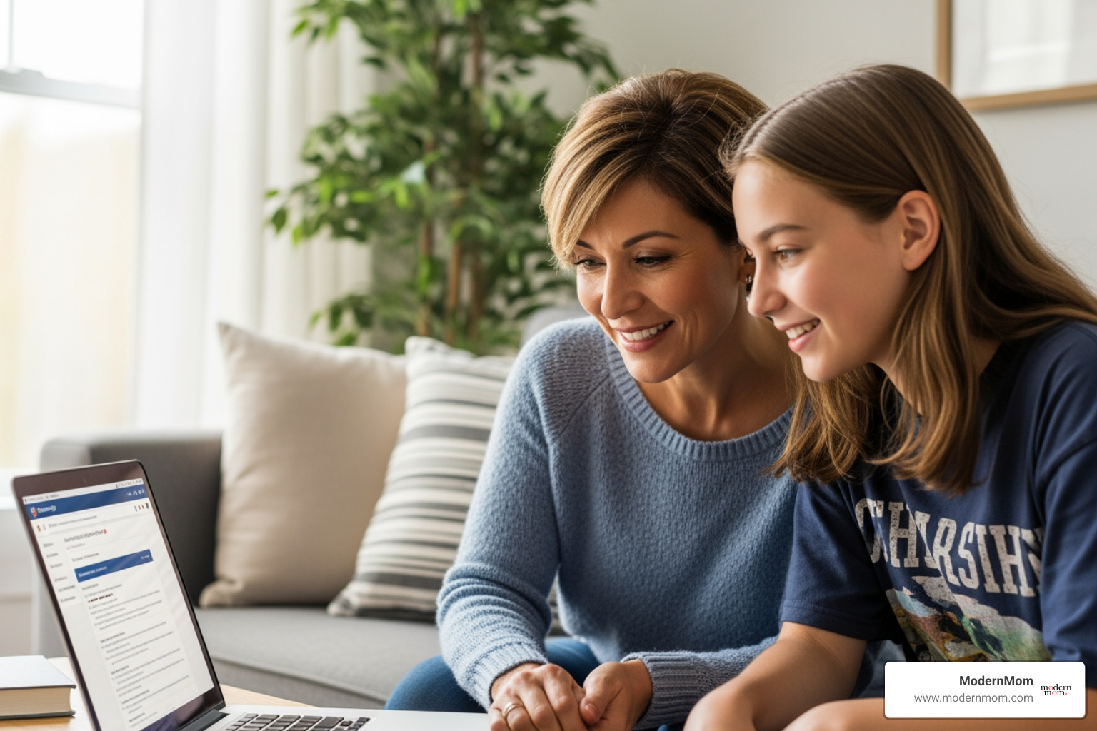 mom and teen looking at a laptop together, smiling and searching for scholarships - Unique scholarship opportunities