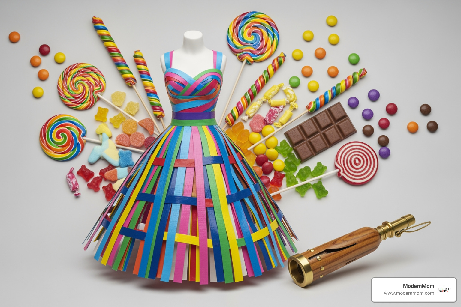collage of fun scholarship themes like duct tape prom dresses, candy, and duck calls - Unique scholarship opportunities
