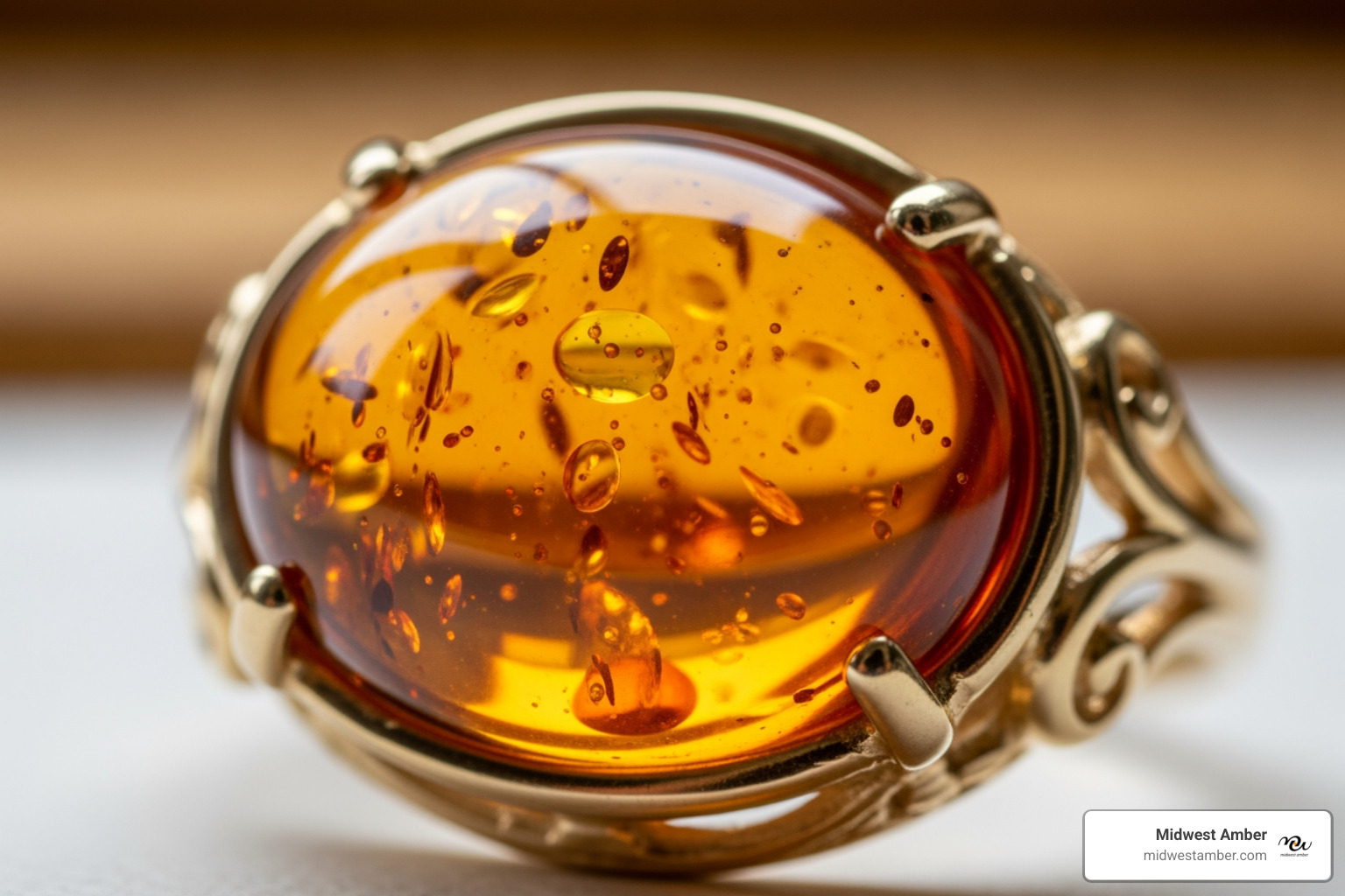 amber cabochon in gold setting - Amber in gold amber cabochon in gold setting - Amber in gold