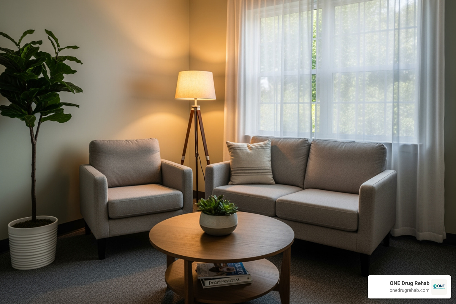 serene and private therapy room in an executive rehab facility - rehab for professionals