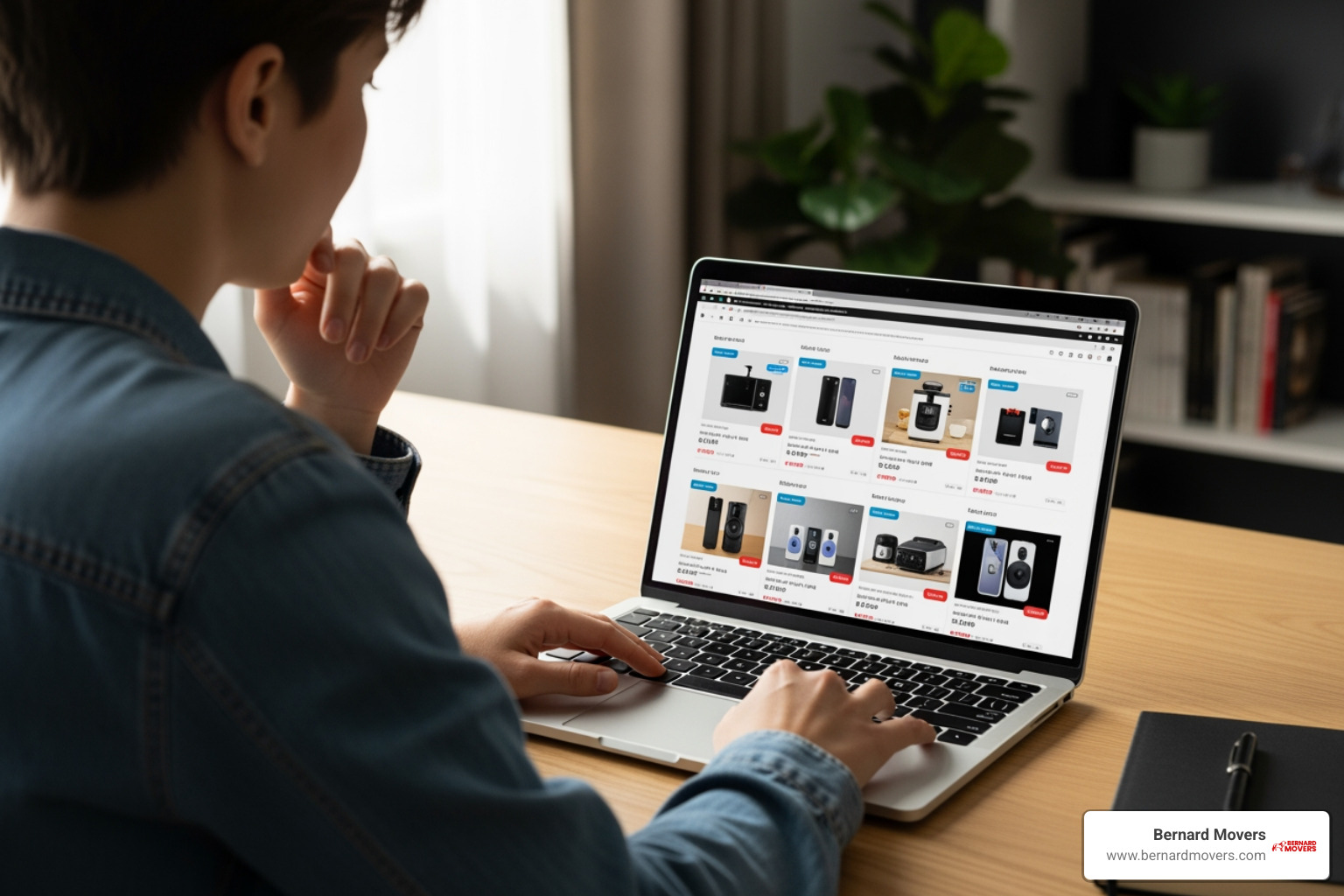 person comparing storage prices on a laptop - self storage business rates