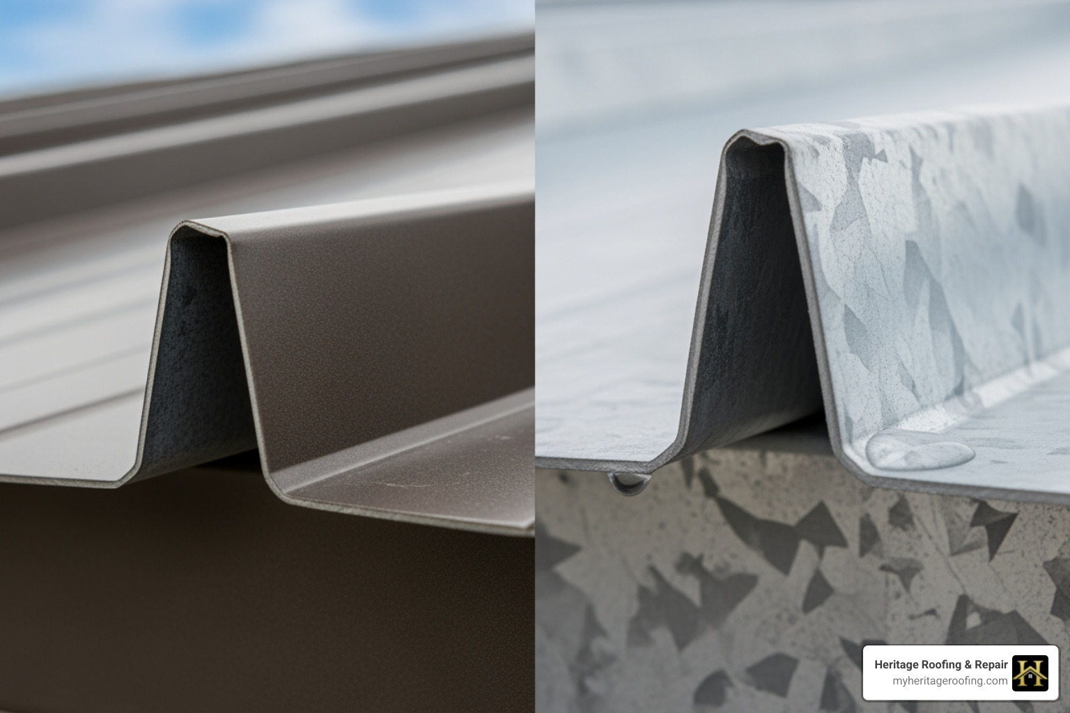 a close-up comparison of a snap lock seam and a mechanically seamed panel - standing seam roofing a close-up comparison of a snap lock seam and a mechanically seamed panel - standing seam roofing