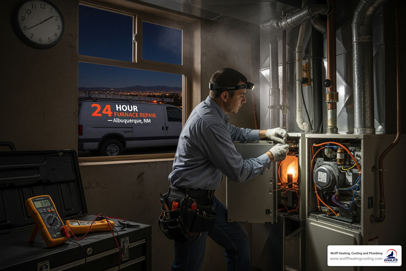 infographic showing three key signs you need emergency furnace repair: complete loss of heat in freezing weather, gas smell or carbon monoxide alarm, and strange noises with system cycling on and off - 24 hour furnace repair in albuquerque, nm infographic showing three key signs you need emergency furnace repair: complete loss of heat in freezing weather, gas smell or carbon monoxide alarm, and strange noises with system cycling on and off - 24 hour furnace repair in albuquerque, nm