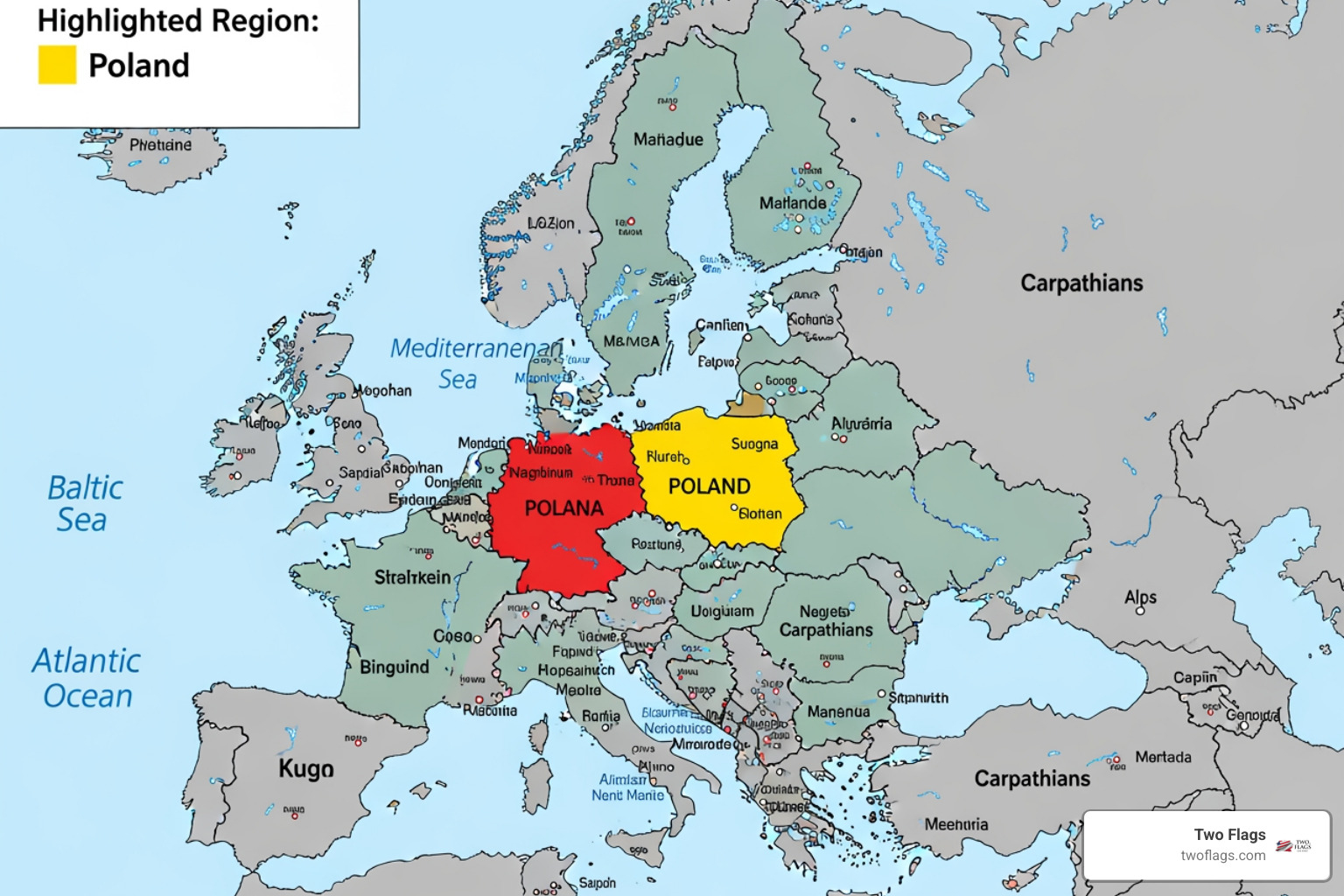 map of Europe with Poland highlighted as a key vodka region - best premium vodka map of Europe with Poland highlighted as a key vodka region - best premium vodka