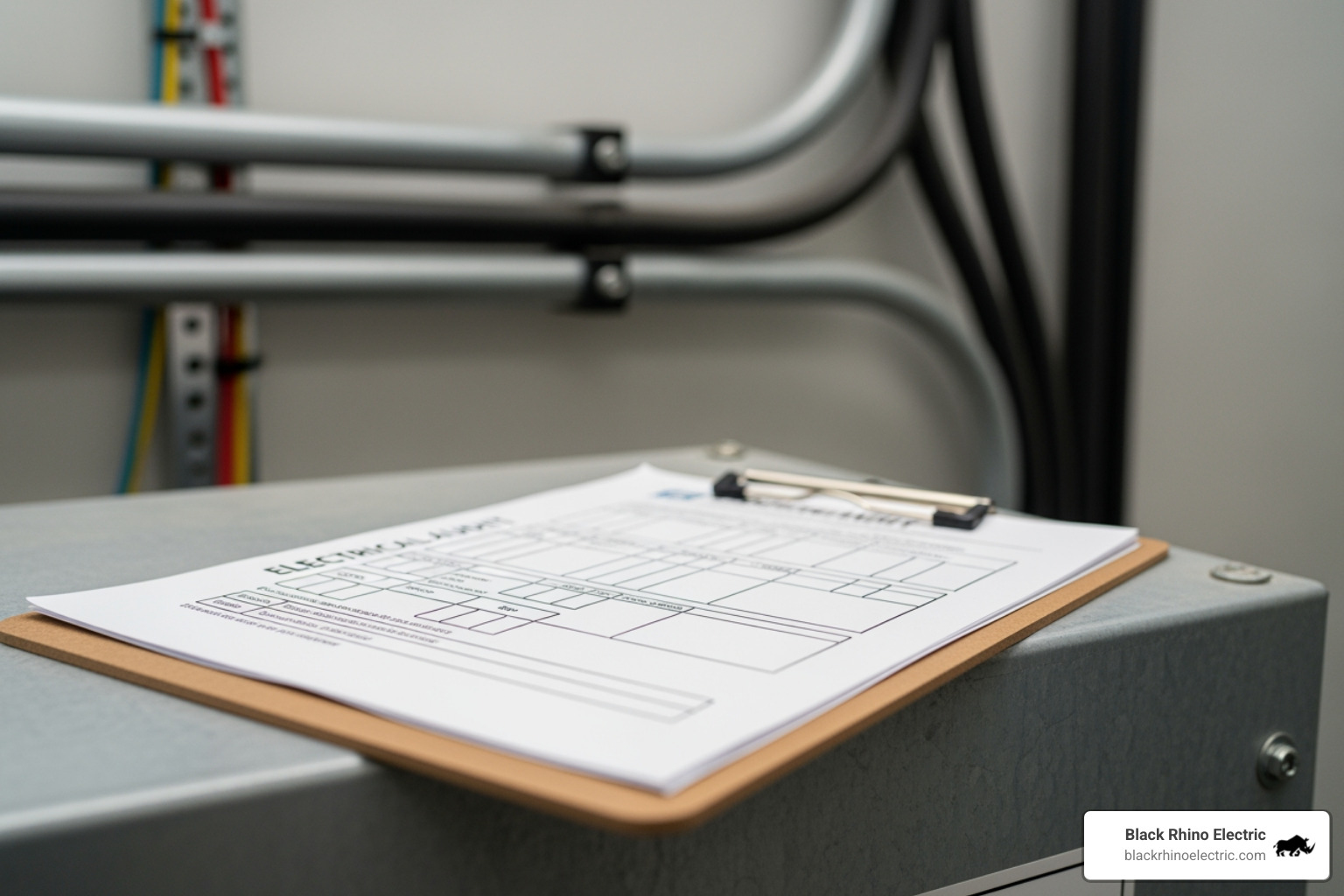 electrician performing an electrical audit with a clipboard - Commercial electrical upgrades electrician performing an electrical audit with a clipboard - Commercial electrical upgrades