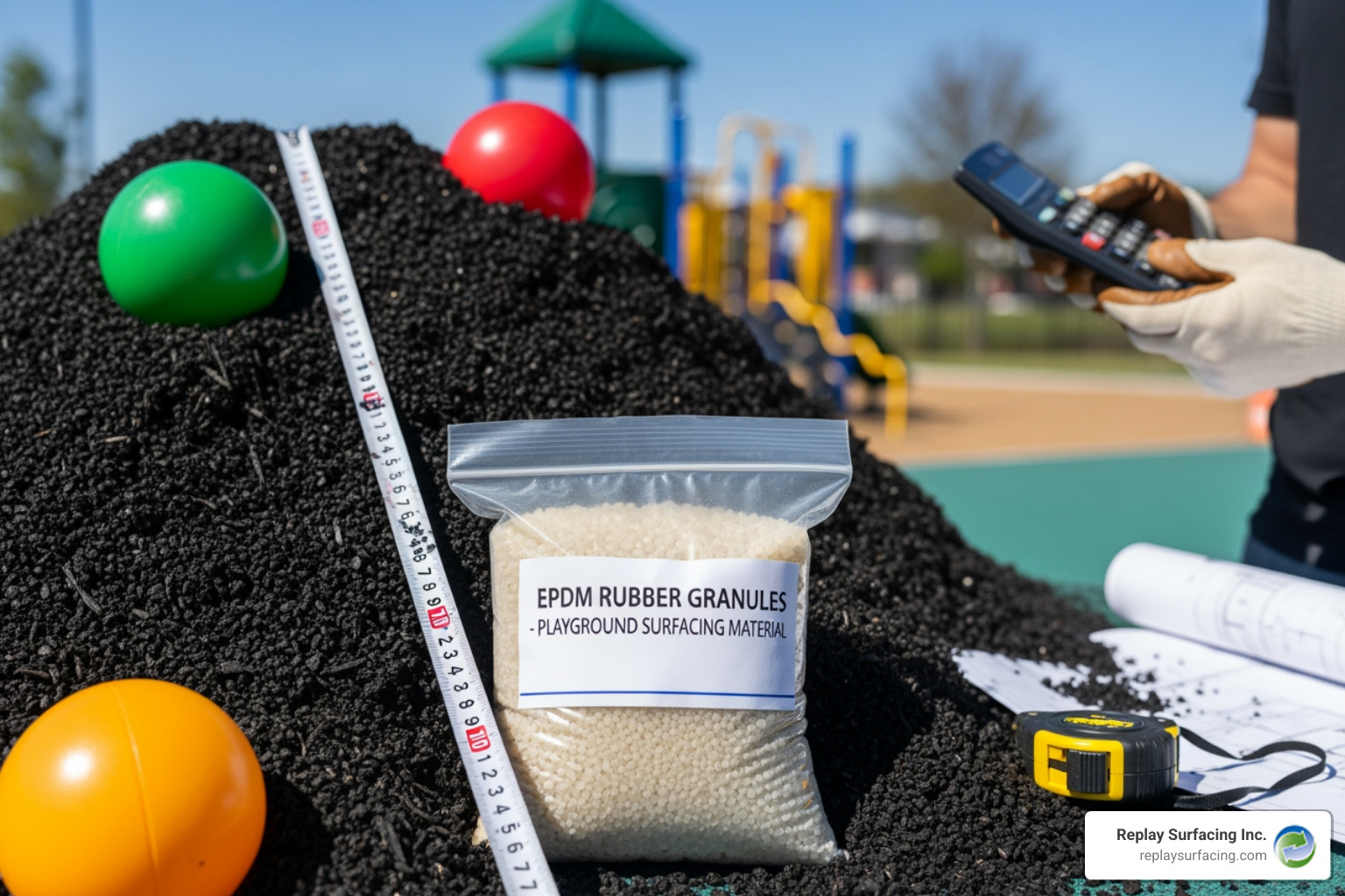 A cross-section of poured-in-place rubber showing the sub-base, cushion layer, and wear layer - rubber surfacing cost A cross-section of poured-in-place rubber showing the sub-base, cushion layer, and wear layer - rubber surfacing cost