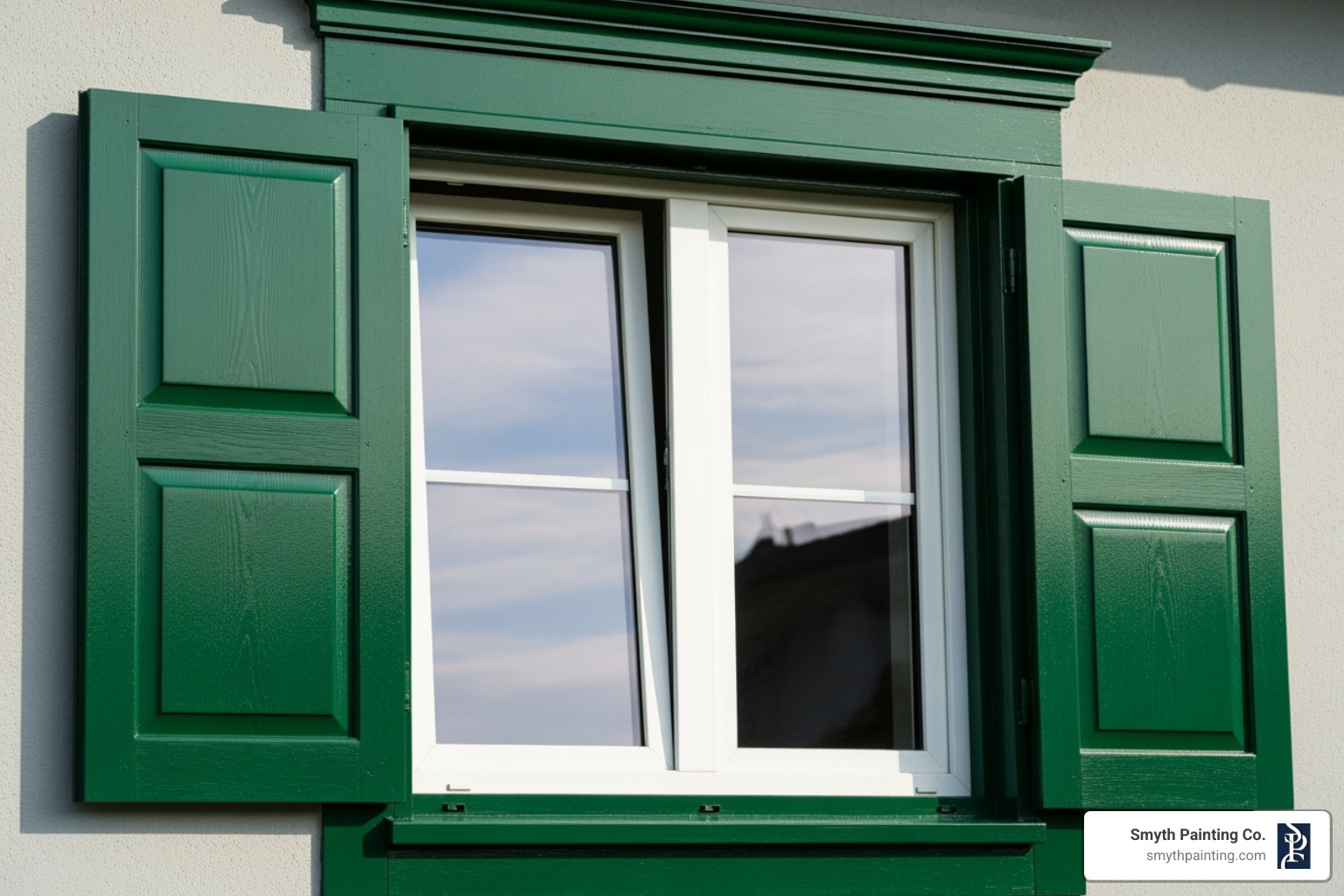 of glossy painted exterior window trim and shutters - outdoor wood gloss paint of glossy painted exterior window trim and shutters - outdoor wood gloss paint