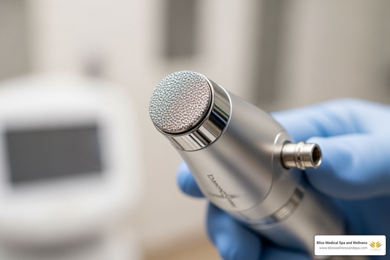 DiamondGlow handpiece showing the diamond tip - Facials / Diamond Glow microdermabrasion DiamondGlow handpiece showing the diamond tip - Facials / Diamond Glow microdermabrasion