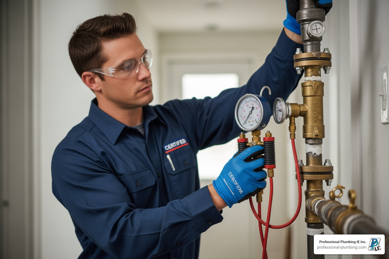 Certified technician performing pressure test - natural gas pipe installation cost Certified technician performing pressure test - natural gas pipe installation cost