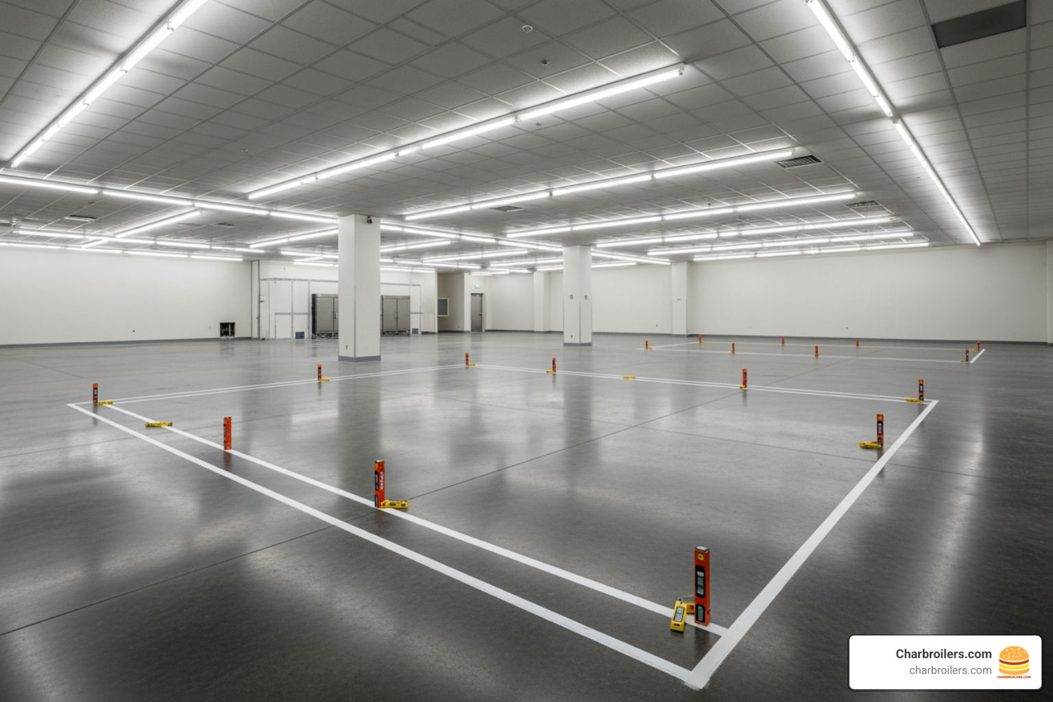 prepared installation site with a level floor and chalk lines - walk in fridge installation prepared installation site with a level floor and chalk lines - walk in fridge installation