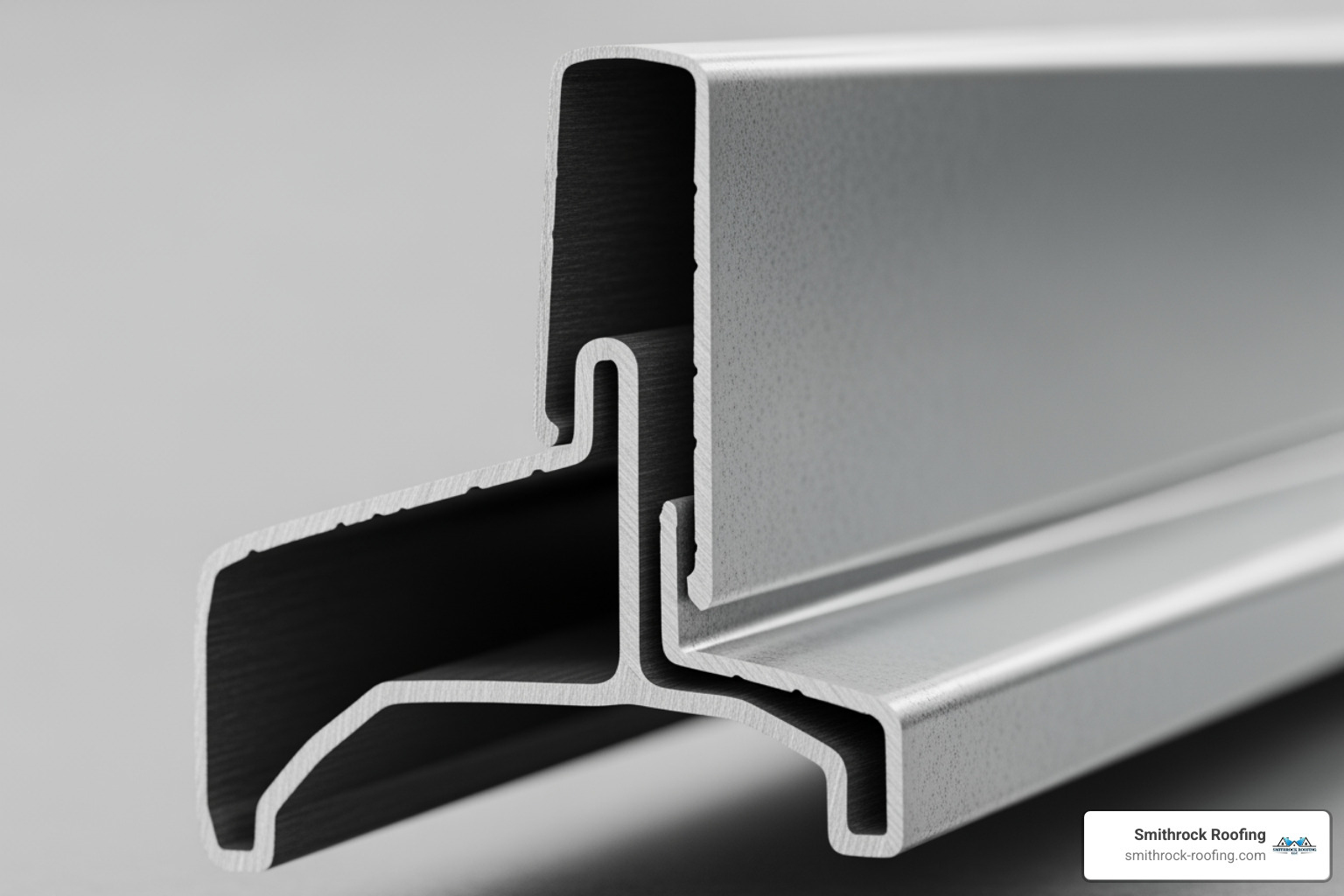 close-up cross-section showing the male and female legs of a snap lock panel - snap lock standing seam metal roof cost