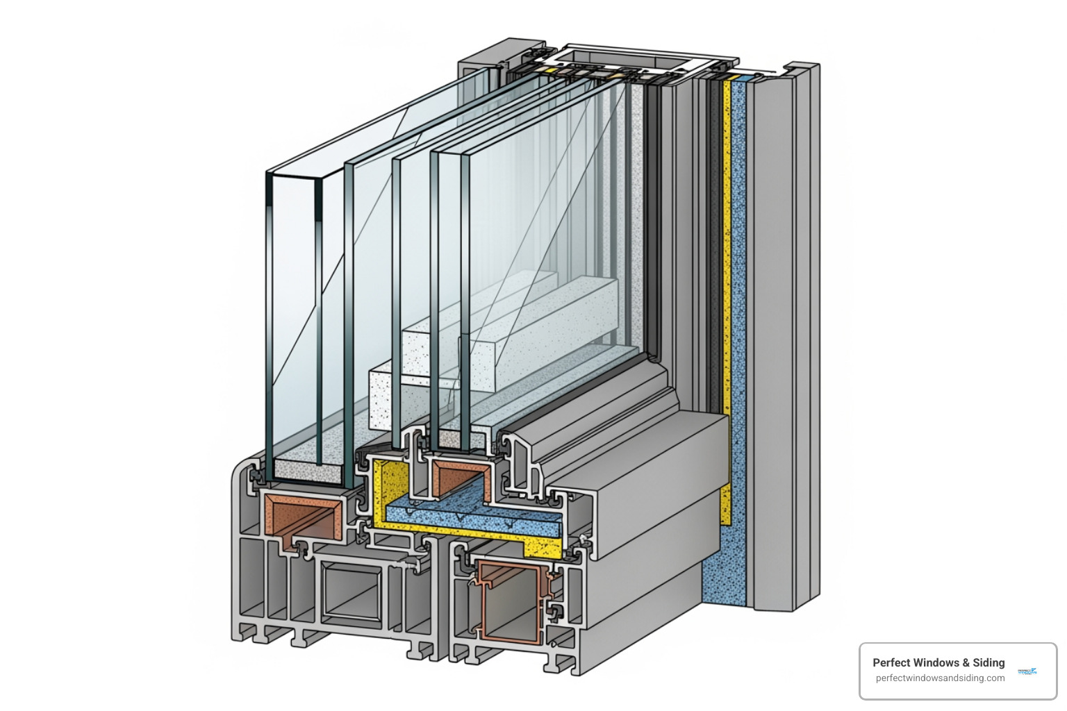 cross-section of a multi-pane soundproof window - Noise cancelling windows