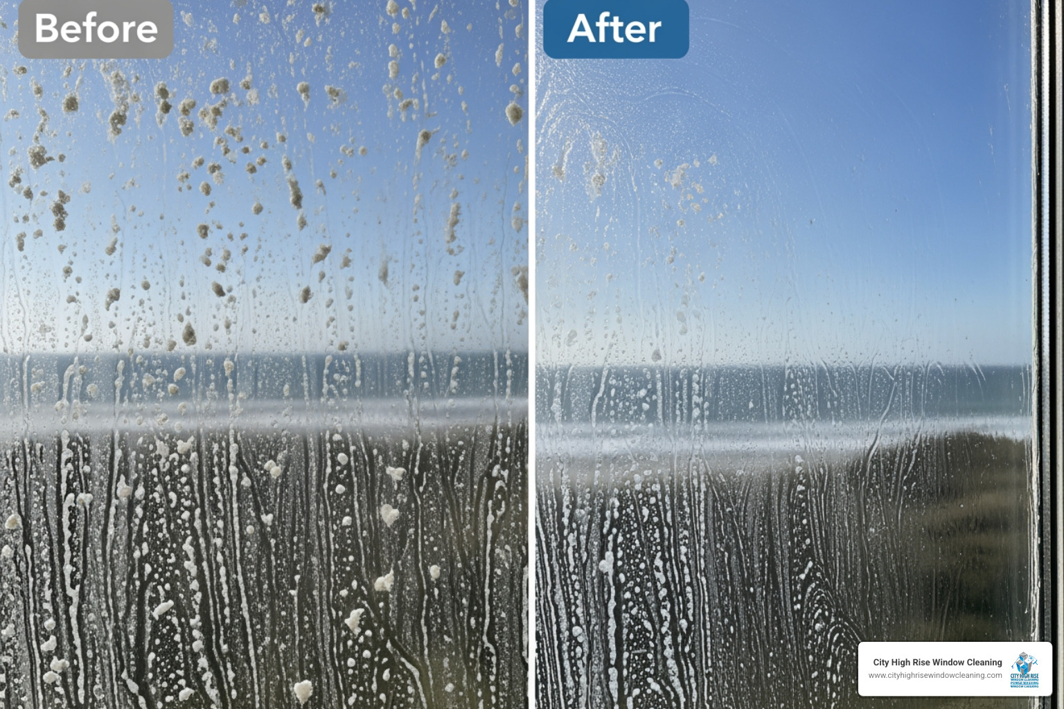 before-and-after comparison of a salt-sprayed window - window cleaning ocean county nj before-and-after comparison of a salt-sprayed window - window cleaning ocean county nj