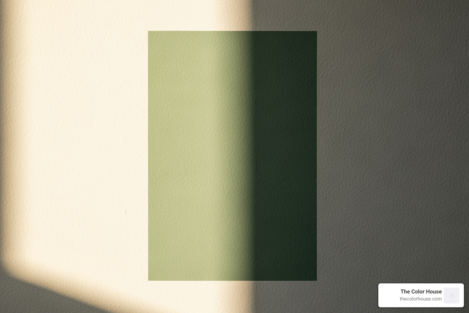 the same paint sample in a sunlit corner and a shaded corner of a room - sage paint samples