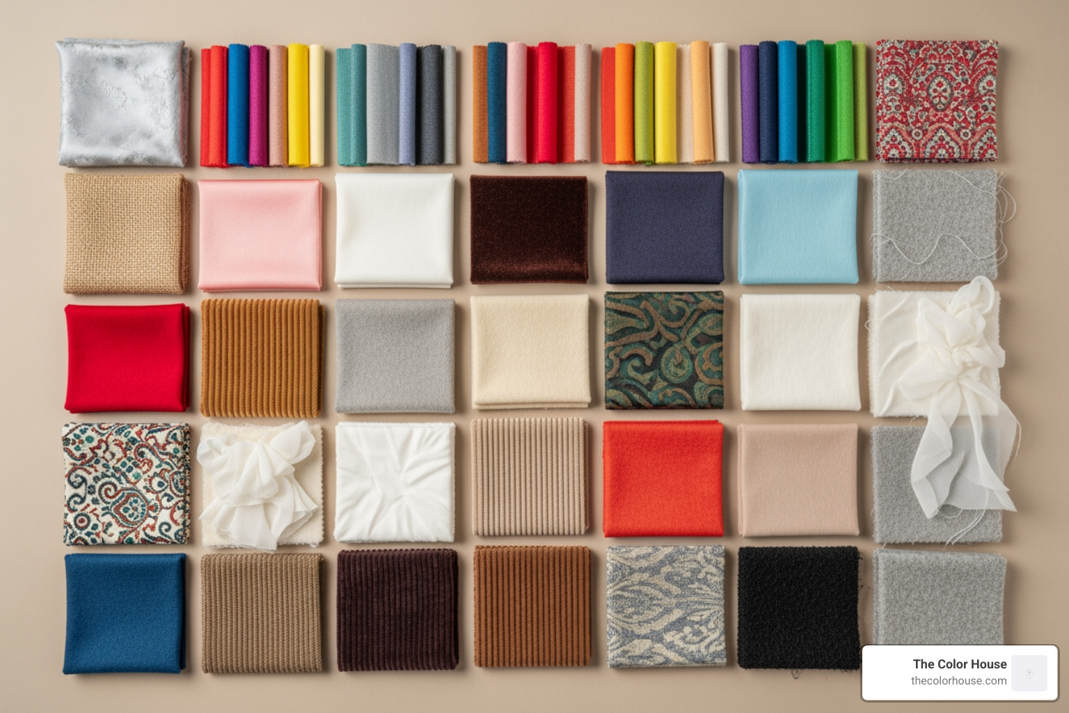 A collection of diverse fabric swatches in various colors and textures - drapery shop near me