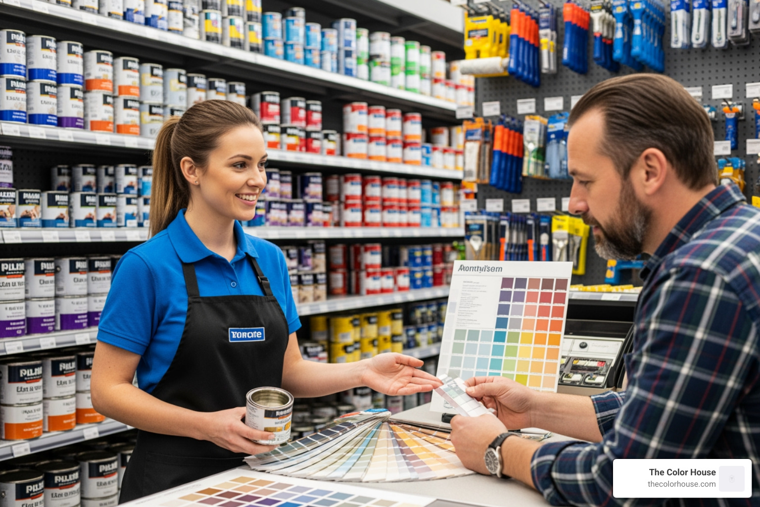 friendly employee helping customer - paint and hardware shop near me friendly employee helping customer - paint and hardware shop near me