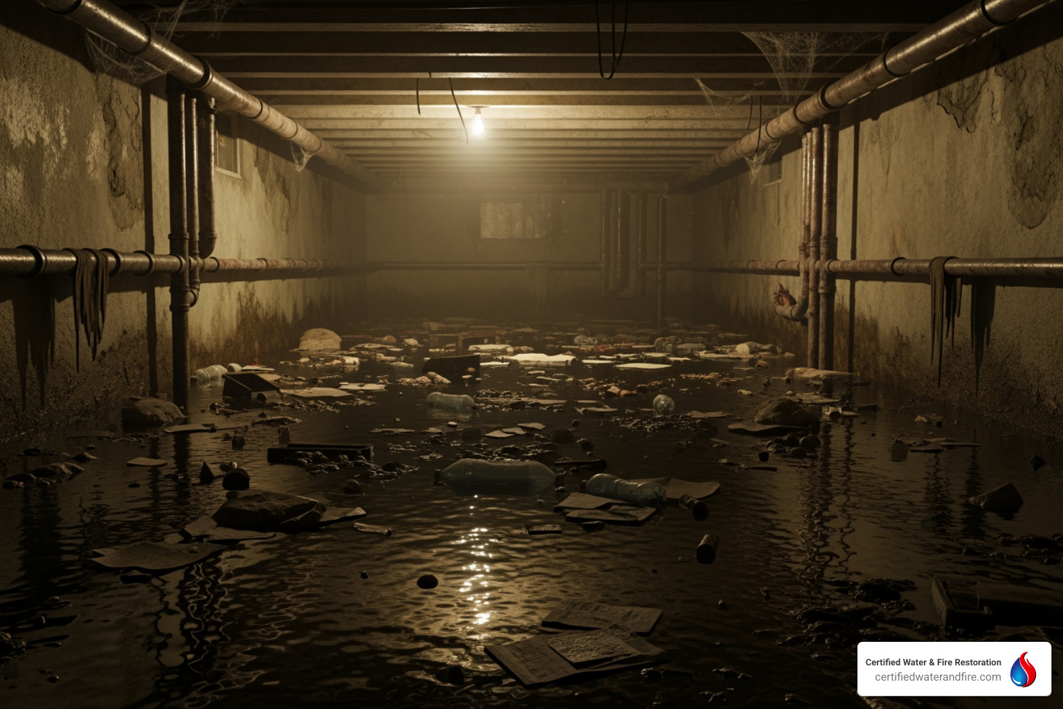 sewage backup in a basement - Category 3 water